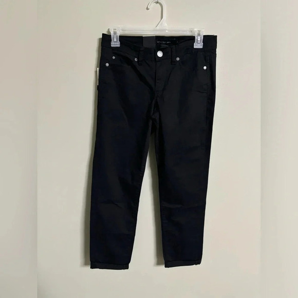 Calvin Klein Jeans Power Stretch Skinny Crop Slim Fit Pants Black Size 2 New - Picture 1 of 8